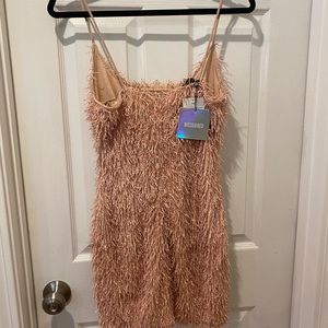 Missguided Pink Strappy Fringe Bodycon Dress